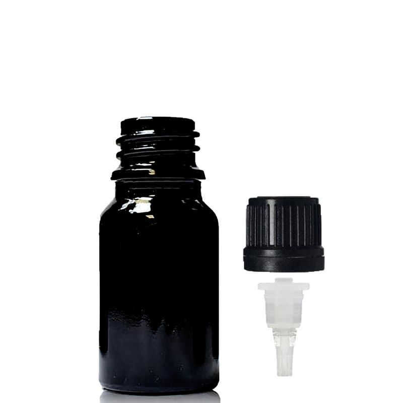 5ml Skleněná Lahvička z Černého Skla S Kapátkovým Uzávěrem