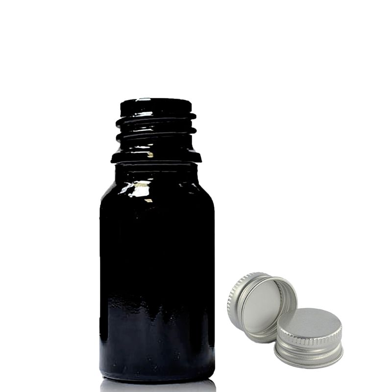 10ml Skleněná Lahvička z Černého Skla  with s Hliníkovým Uzávěrem