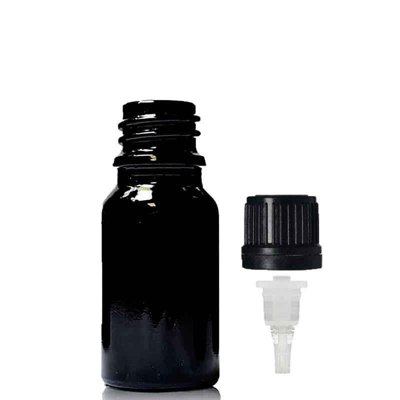 10ml Skleněná Lahvička z Černého Skla S Kapátkovým Uzávěrem