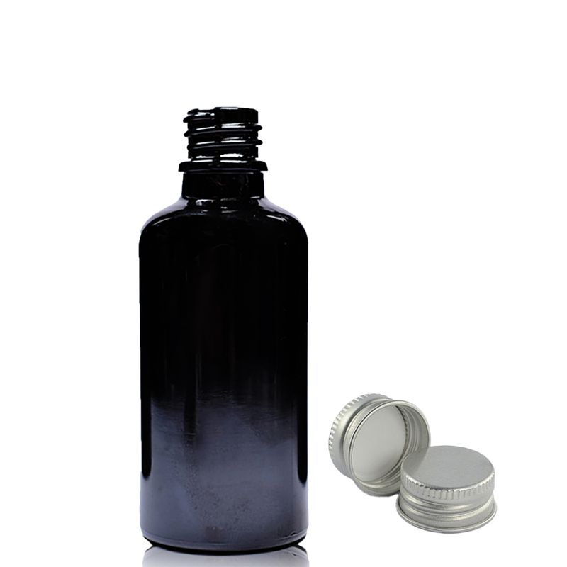 30ml Skleněná Lahvička z Černého Skla with s Hliníkovým Uzávěrem
