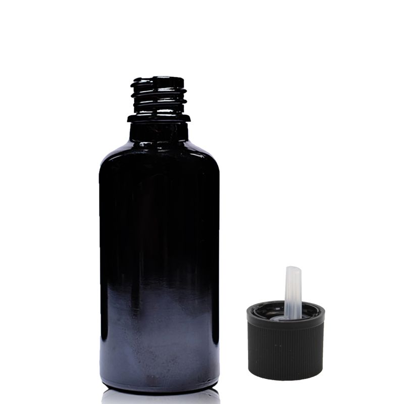 30ml Skleněná Lahvička z Černého Skla S Kapátkovým Uzávěrem s Dětskou Pojistkou