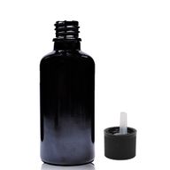 50ml Skleněná Lahvička z Černého Skla  S Kapátkovým Uzávěrem s Dětskou Pojistkou