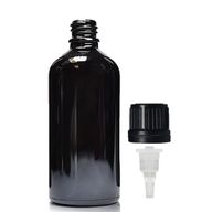 100ml Skleněná Lahvička z Černého Skla S Kapátkovým Uzávěrem