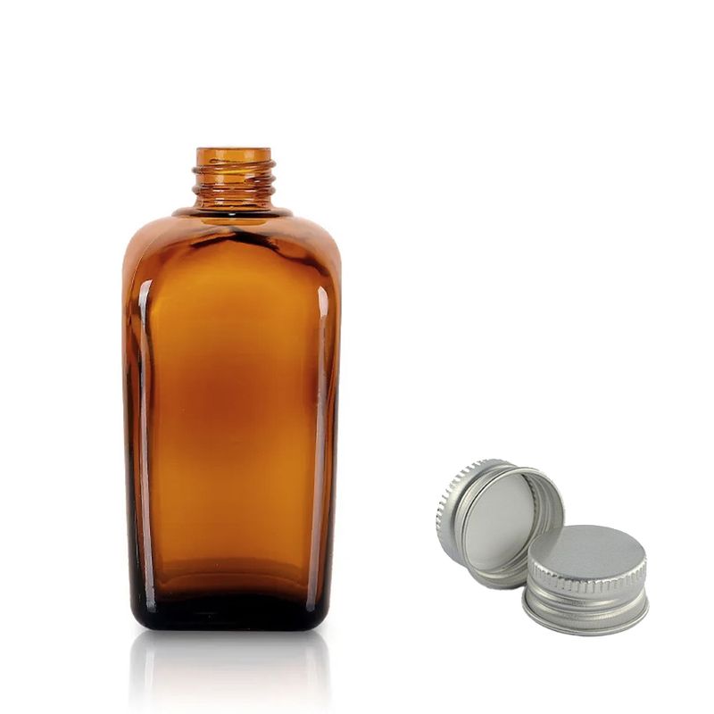 20ml Jantarová Skleněná Alchymistická Lahvička s Hliníkovým Uzávěrem