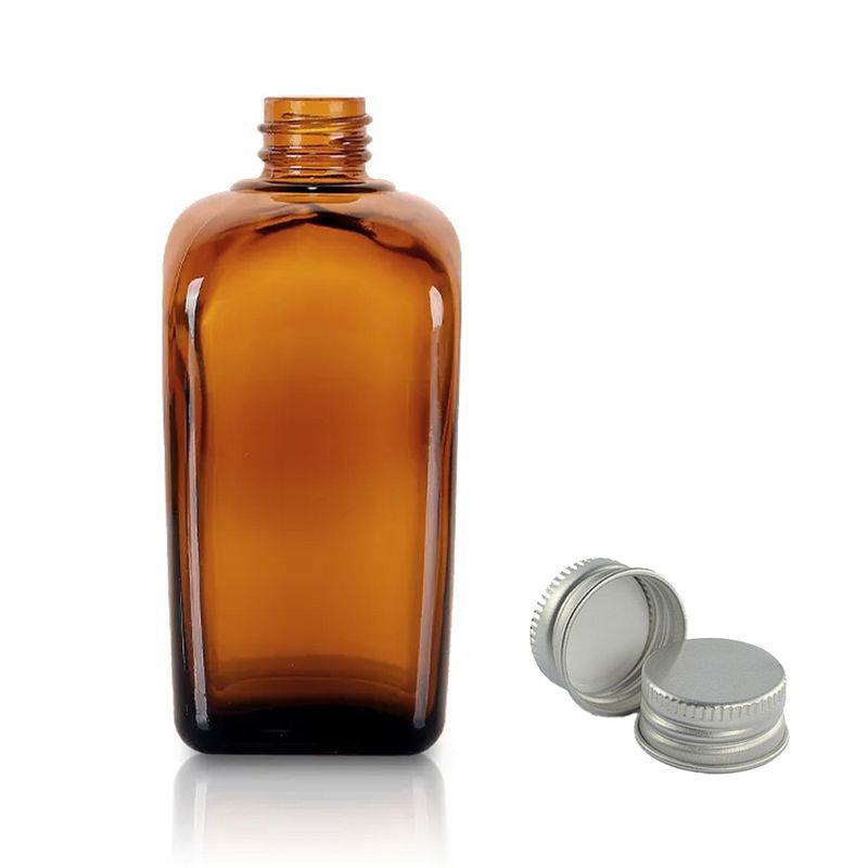 50ml Jantarová Skleněná Alchymistická Lahvička s Hliníkovým Uzávěrem