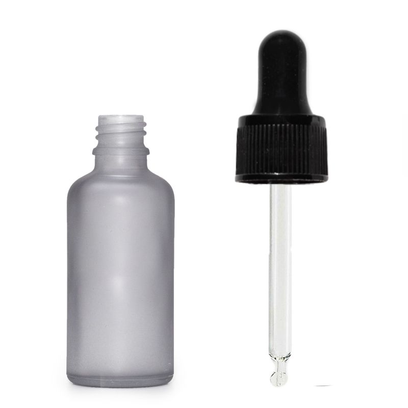 10ml Skleněná Láhev z Matně Šedého Skla s Černou Pipetou