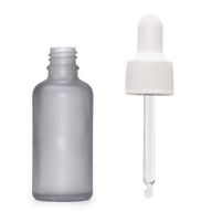 30ml Skleněná Láhev z Matně Šedého Skla s Bílou Pipetou