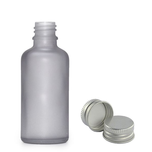 50ml Skleněná Láhev z Matně Šedého Skla with s Hliníkovým Uzávěrem