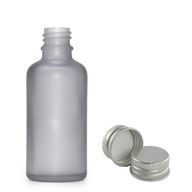 50ml Skleněná Láhev z Matně Šedého Skla with s Hliníkovým Uzávěrem