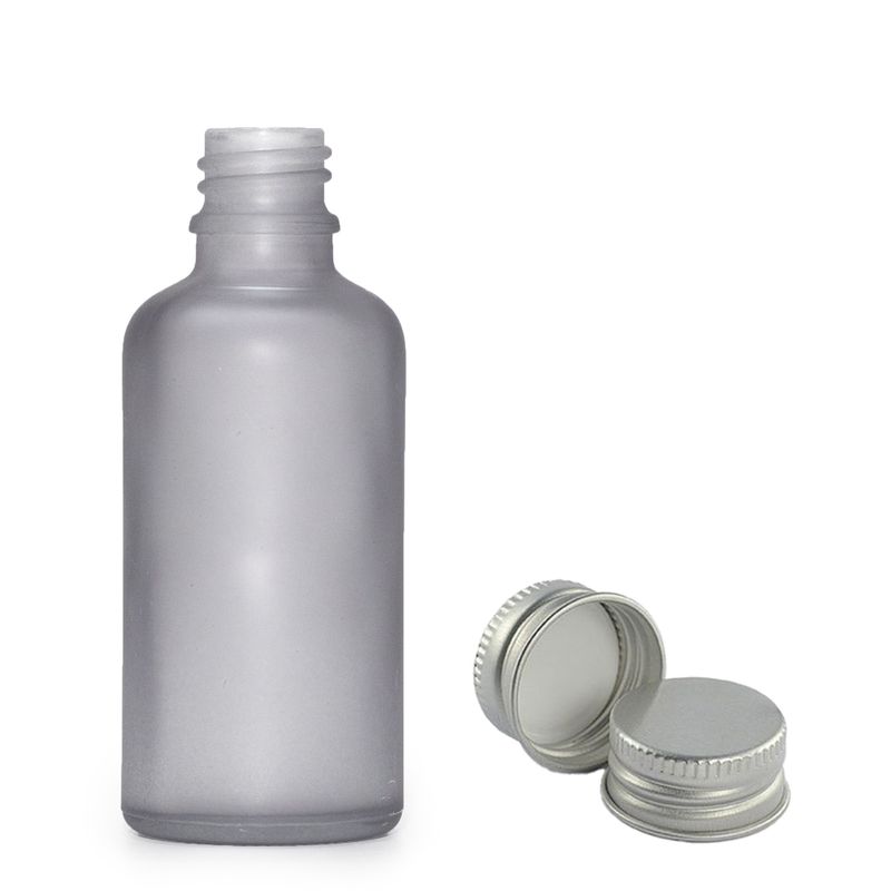 50ml Skleněná Láhev z Matně Šedého Skla with s Hliníkovým Uzávěrem