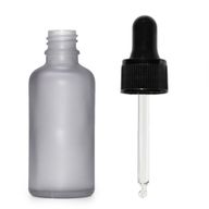 50ml Skleněná Láhev z Matně Šedého Skla s Černou Pipetou