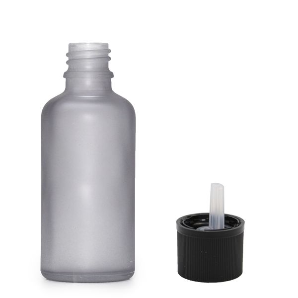 50ml Skleněná Láhev z Matně Šedého Skla s Uzávěrem s Dětskou Pojistkou