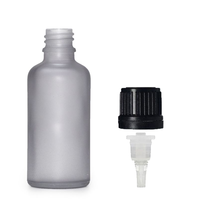 50ml Skleněná Láhev z Matně Šedého Skla s Kapátkem
