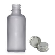 100ml Skleněná Láhev z Matně Šedého Skla with s Hliníkovým Uzávěrem