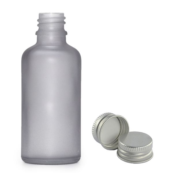 100ml Skleněná Láhev z Matně Šedého Skla with s Hliníkovým Uzávěrem