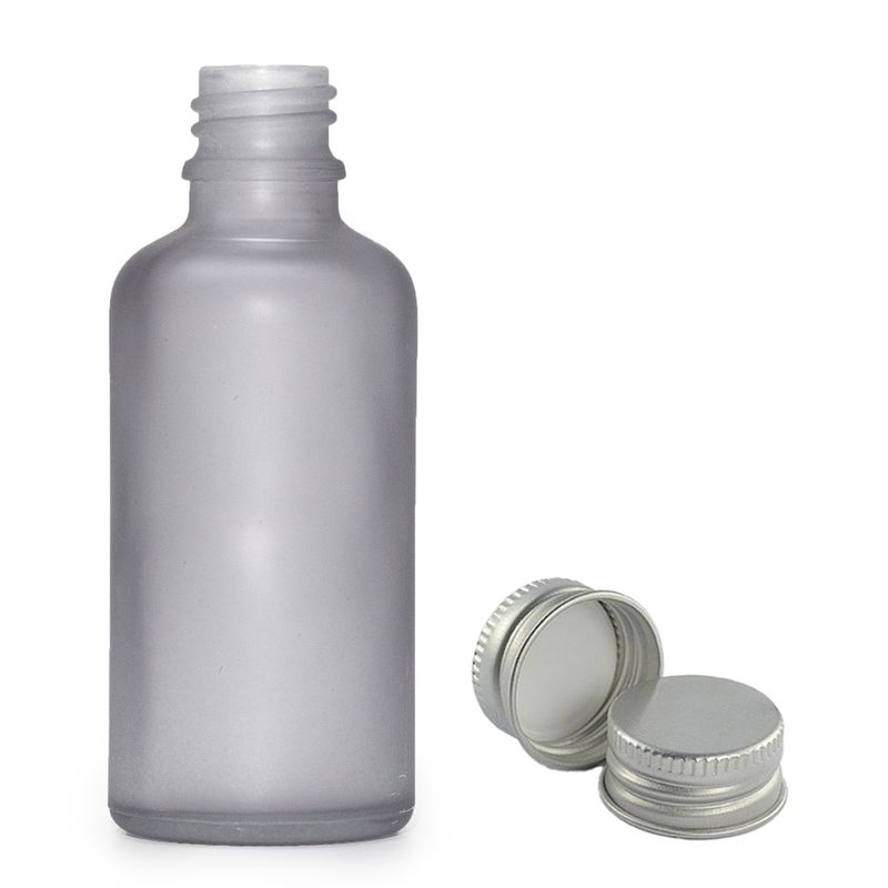 100ml Skleněná Láhev z Matně Šedého Skla with s Hliníkovým Uzávěrem