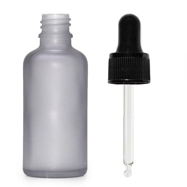 100ml Skleněná Láhev z Matně Šedého Skla s Černou Pipetou