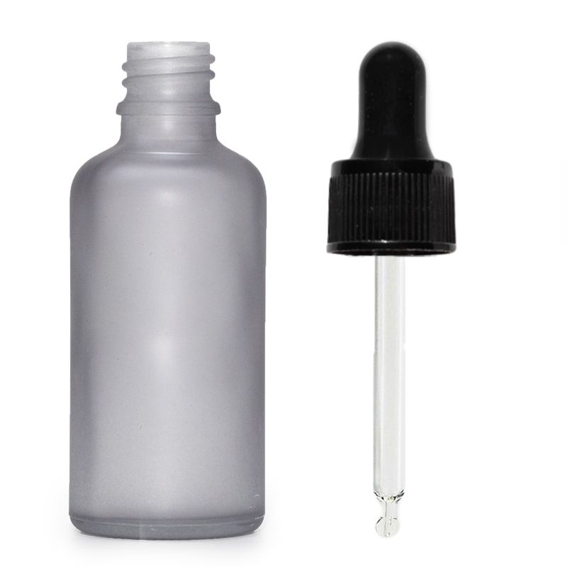 100ml Skleněná Láhev z Matně Šedého Skla s Černou Pipetou