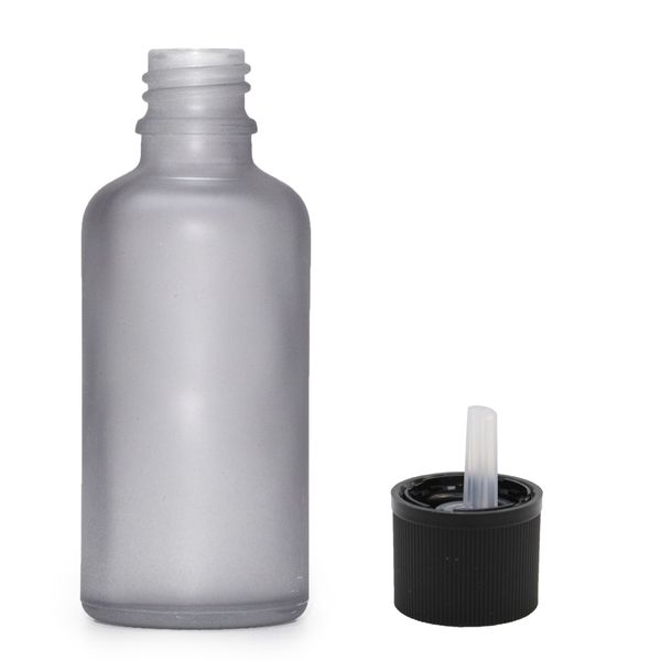 100ml Skleněná Láhev z Matně Šedého Skla s Uzávěrem s Dětskou Pojistkou