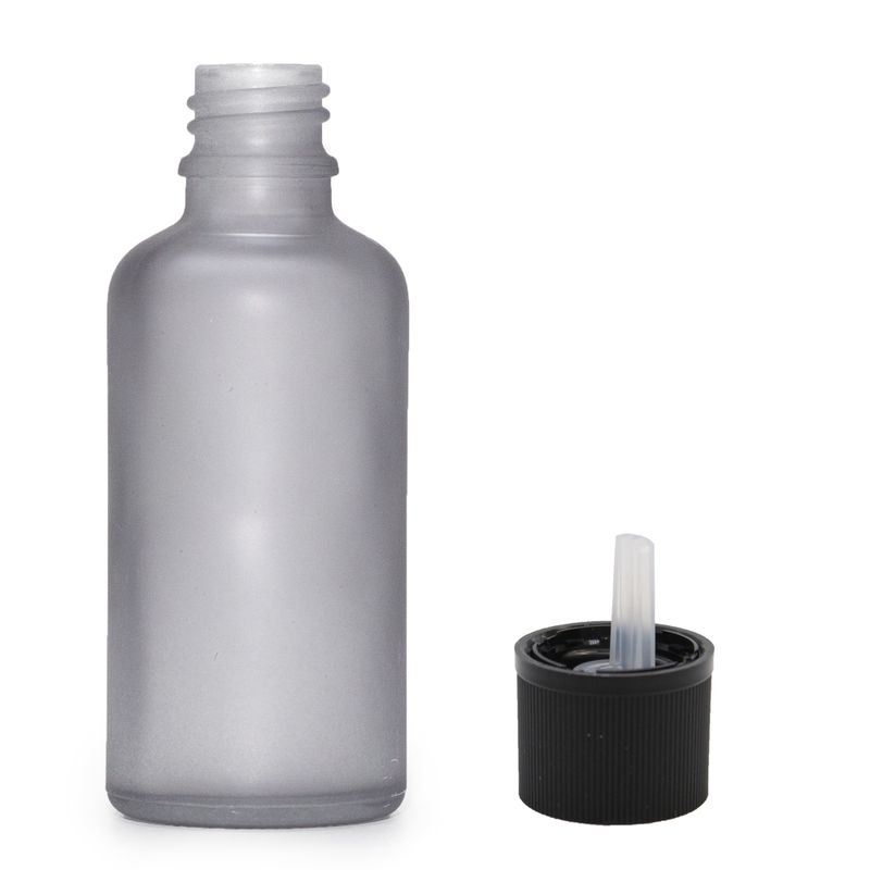 100ml Skleněná Láhev z Matně Šedého Skla s Uzávěrem s Dětskou Pojistkou