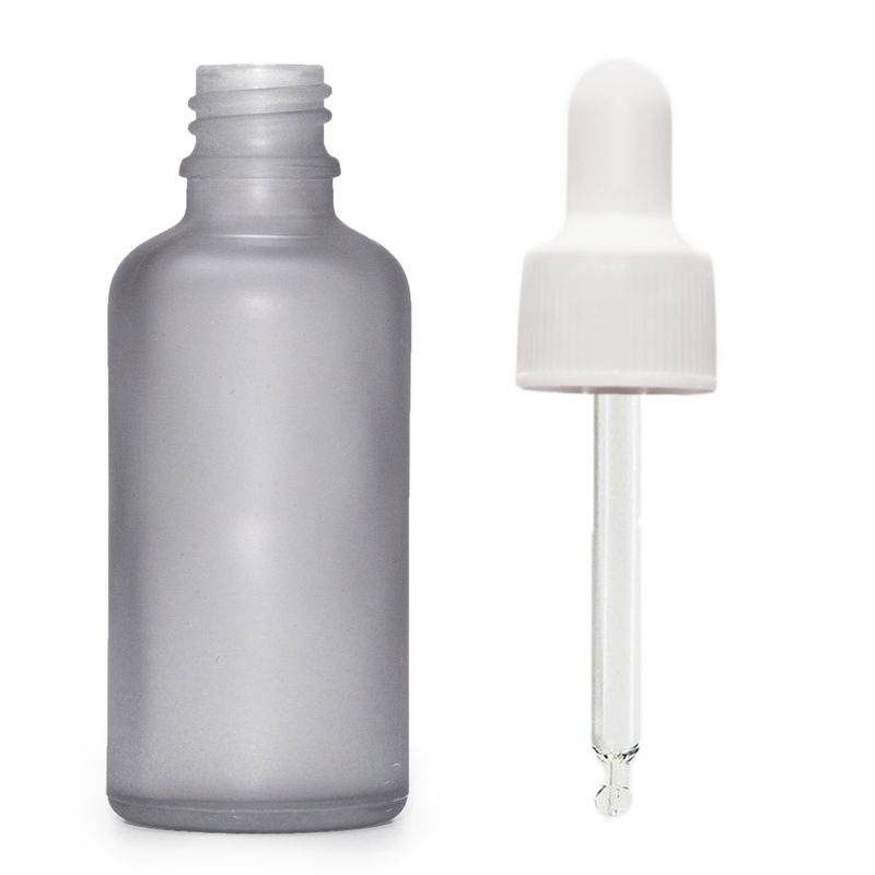 100ml Skleněná Láhev z Matně Šedého Skla s Bílou Pipetou
