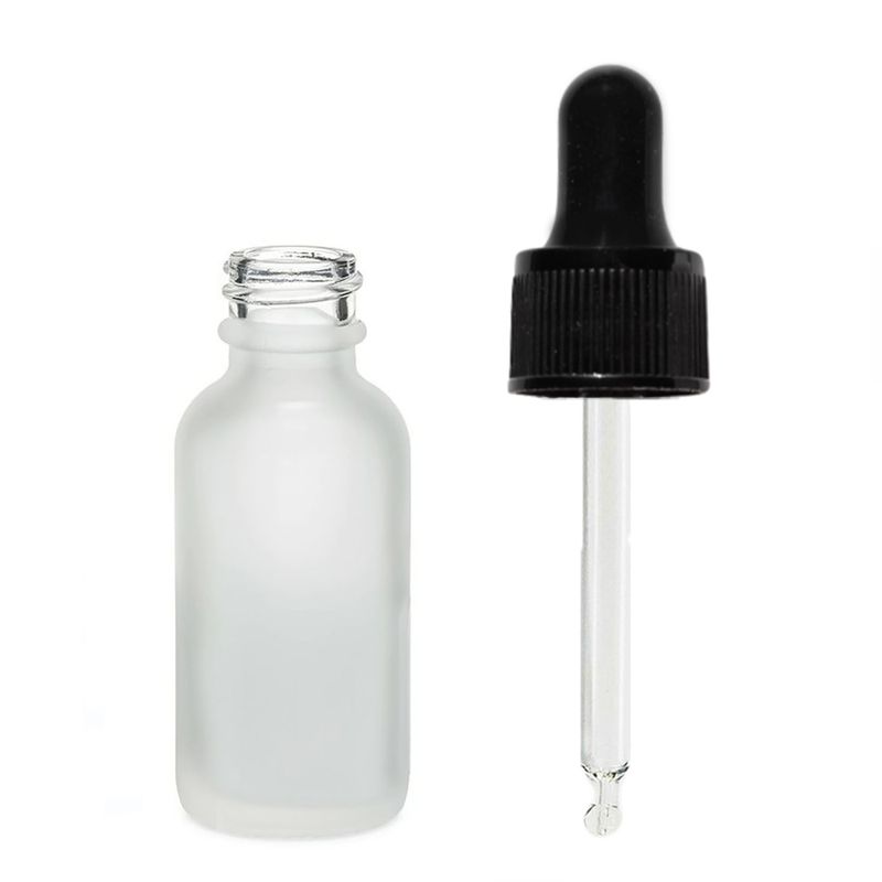 30ml Skleněná Láhev z Matně Bílého Skla s Černou Pipetou