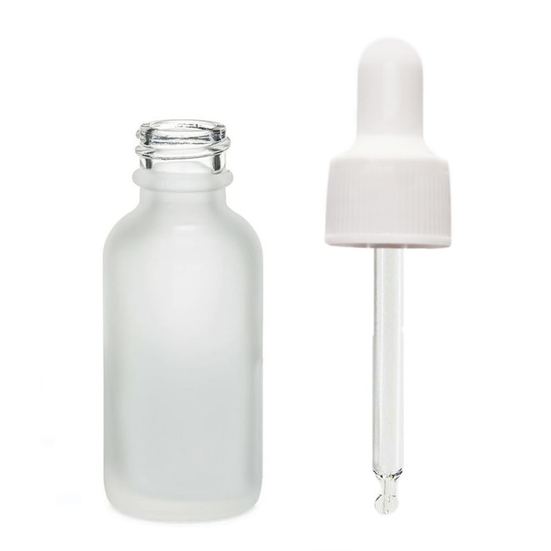 30ml Skleněná Láhev z Matně Bílého Skla s Bílou Pipetou