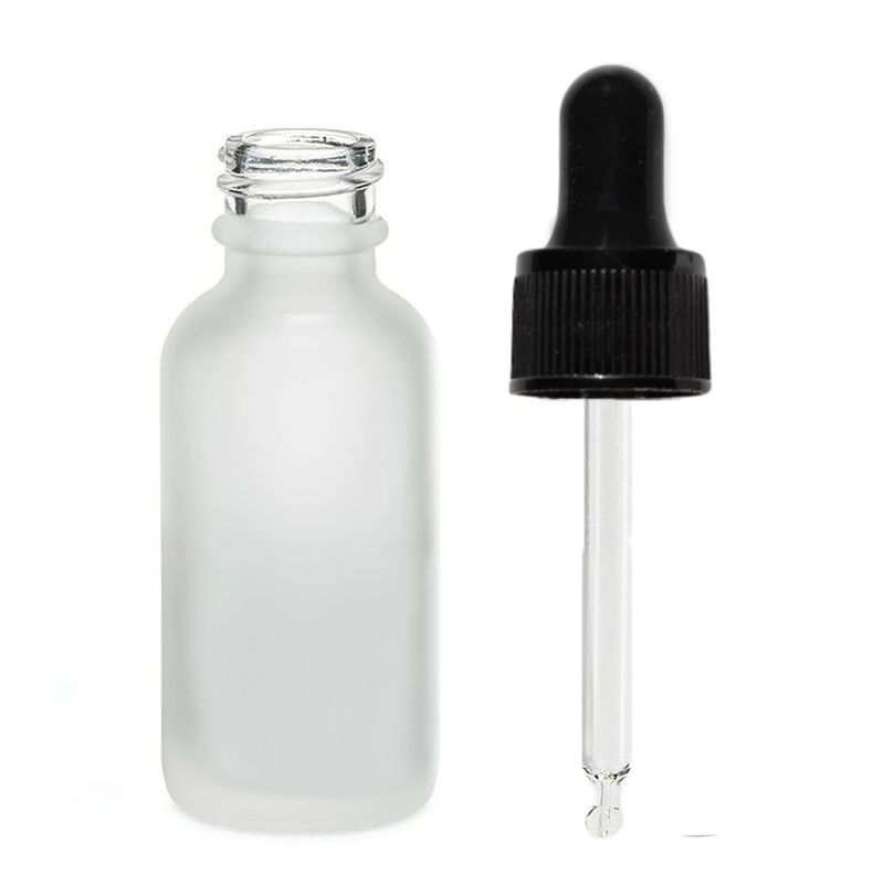 50ml Skleněná Láhev z Matně Bílého Skla s Černou Pipetou