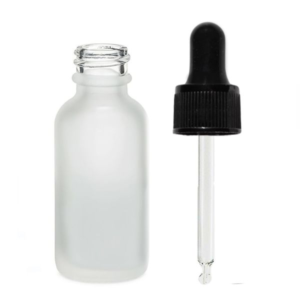 50ml Skleněná Láhev z Matně Bílého Skla s Černou Pipetou