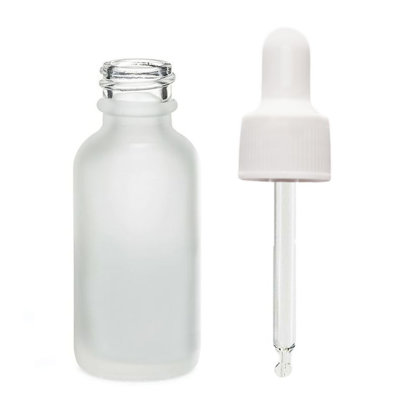 50ml Skleněná Láhev z Matně Bílého Skla s Bílou Pipetou