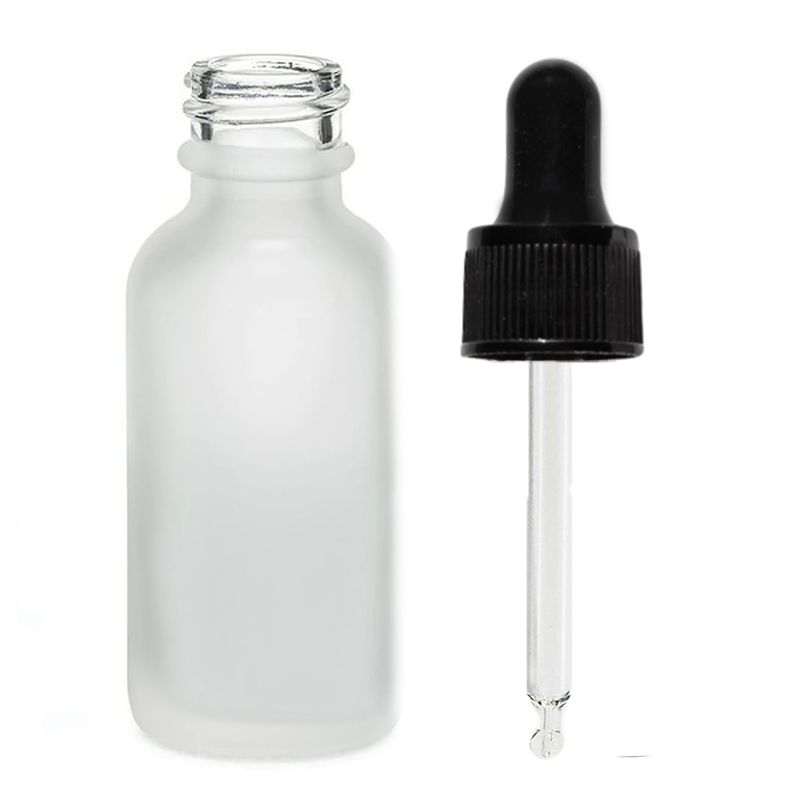 100ml Skleněná Láhev z Matně Bílého Skla s Černou Pipetou