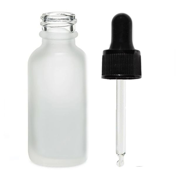 100ml Skleněná Láhev z Matně Bílého Skla s Černou Pipetou