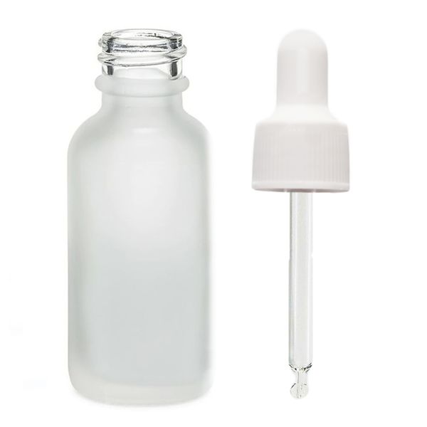 100ml Skleněná Láhev z Matně Bílého Skla s Bílou Pipetou
