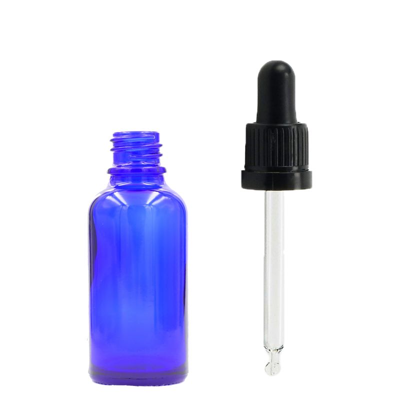 5ml Modrá Skleněná Lahvička  s Černou T/E Pipetou
