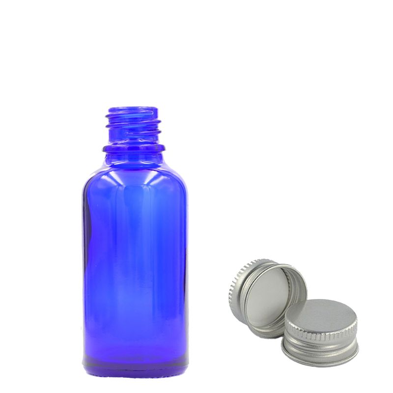 10ml Modrá Skleněná Lahvička with s Hliníkovým Uzávěrem