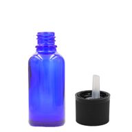15ml Modrá Skleněná Lahvička S Kapátkovým Uzávěrem s Dětskou Pojistkou