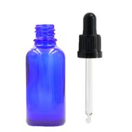 30ml Modrá Skleněná Lahvička  s Černou T/E Pipetou