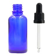 100ml Modrá Skleněná Lahvička s Černou T/E Pipetou