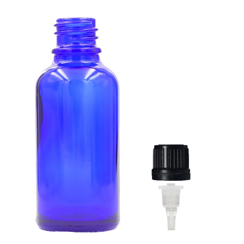 100ml Modrá Skleněná Lahvička S Kapátkovým Uzávěrem