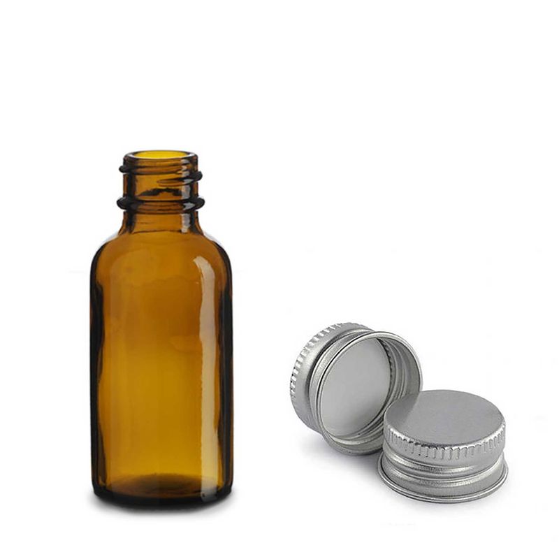30ml Bostonská Láhev z Jantarového Skla s Hliníkovým Uzávěrem