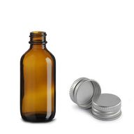 60ml Bostonská Láhev z Jantarového Skla s Hliníkovým Uzávěrem