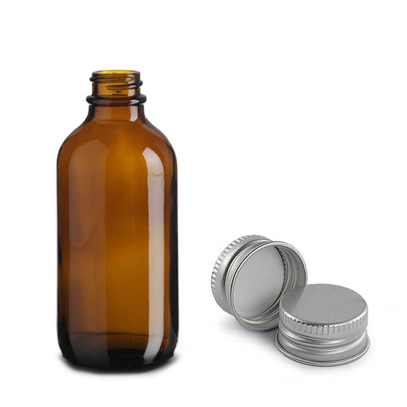 120ml Bostonská Láhev z Jantarového Skla s Hliníkovým Uzávěrem