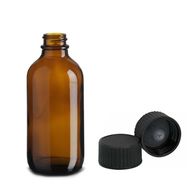 120ml Bostonská Láhev z Jantarového Skla s Černým Plastovým Uzávěrem
