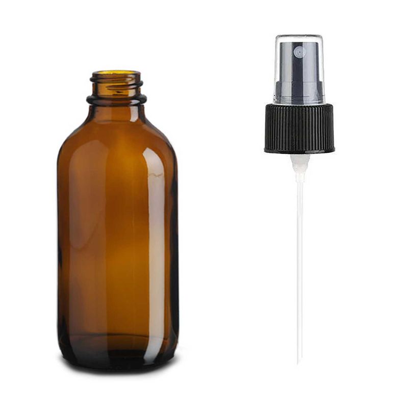 120ml Bostonská Láhev z Jantarového Skla se Sprejovým Černým Plastovým Uzávěrem
