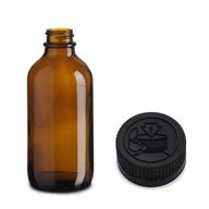 230ml Bostonská Láhev z Jantarového Skla s Černým Plastovým Uzávěrem s Dětskou Pojistkou