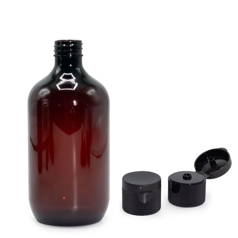 500ml Jantarová Plastová Bostonská Láhev s Odklápěcím Víčkem 28mm