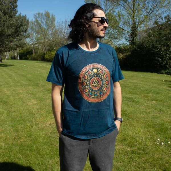 Nomad Sari Stonewash Bavlněné Tričko - Stay Wild Moon Child - Modrá - S