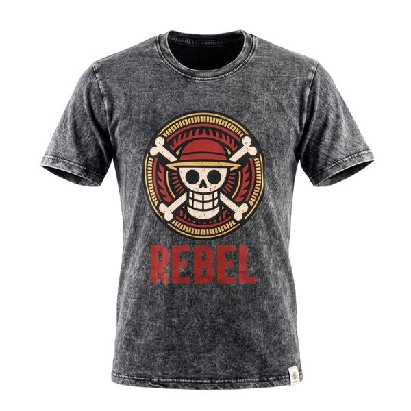 Nomad Sari Stonewashed Bavlněné tričko - Rebel - Tmavě Šedé - Malé