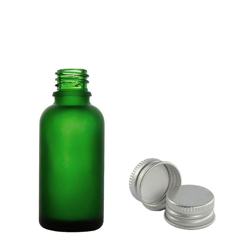 10 ml matně zelená skleněná kapátková lahvička s hliníkovým víčkem