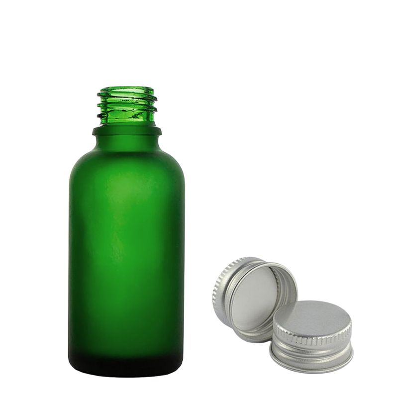 30ml mléčně zelená skleněná lahvička s kapátkem a hliníkovým víčkem